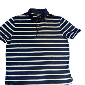 Hugo Boss Men’s XL Navy and White Striped Polo